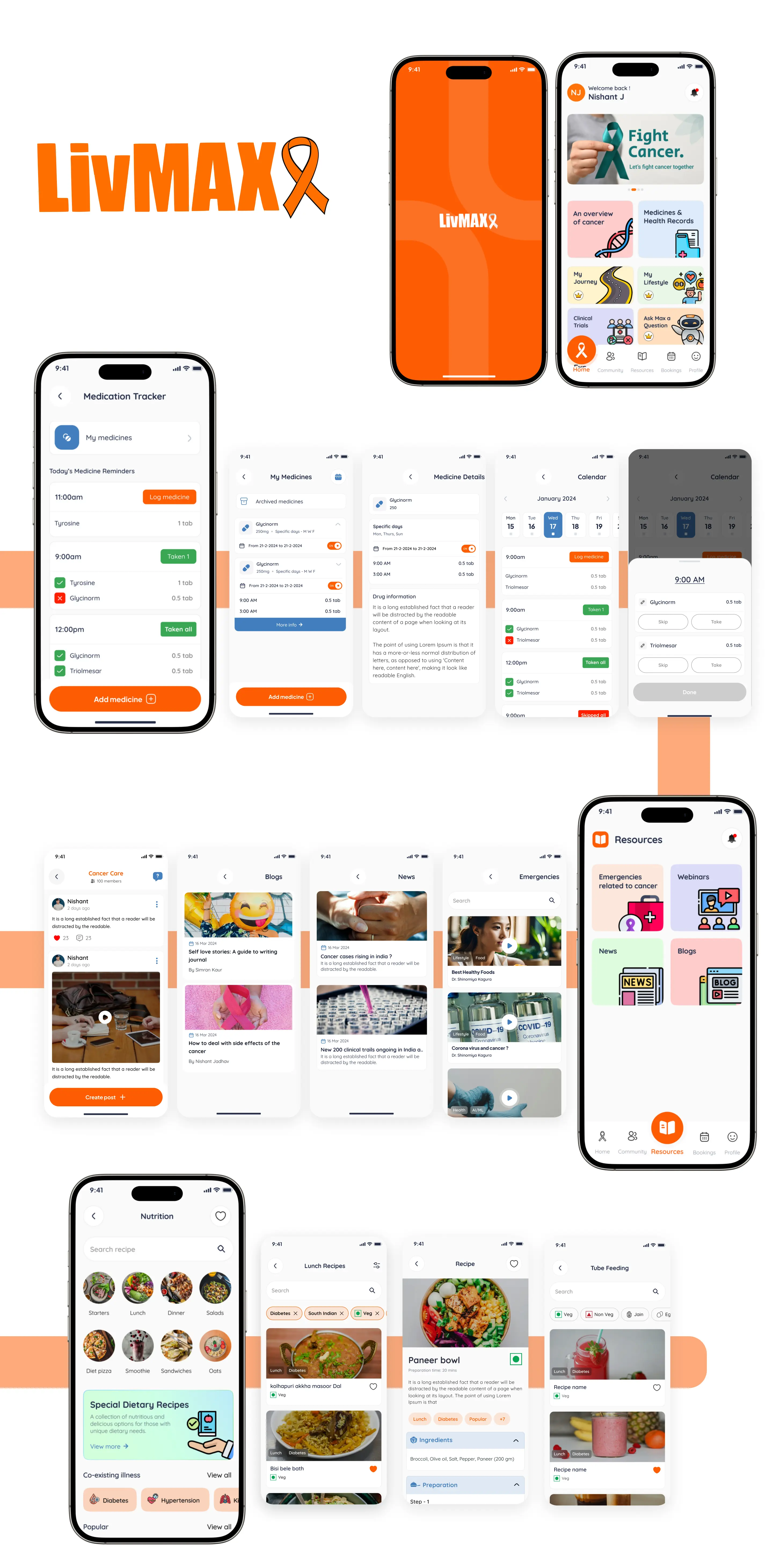 Final UI screens designed by Youiocean for livmax