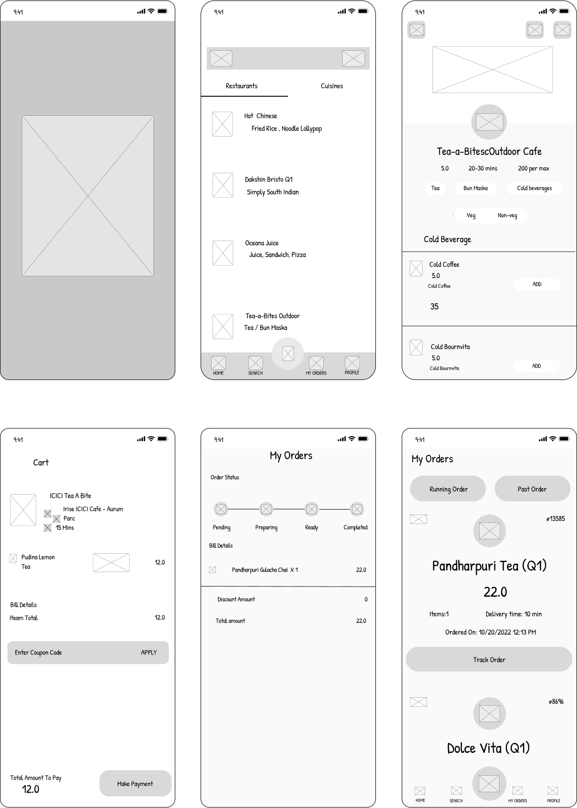 Wireframes showing the user journey designed by Youiocean Orizeplus
