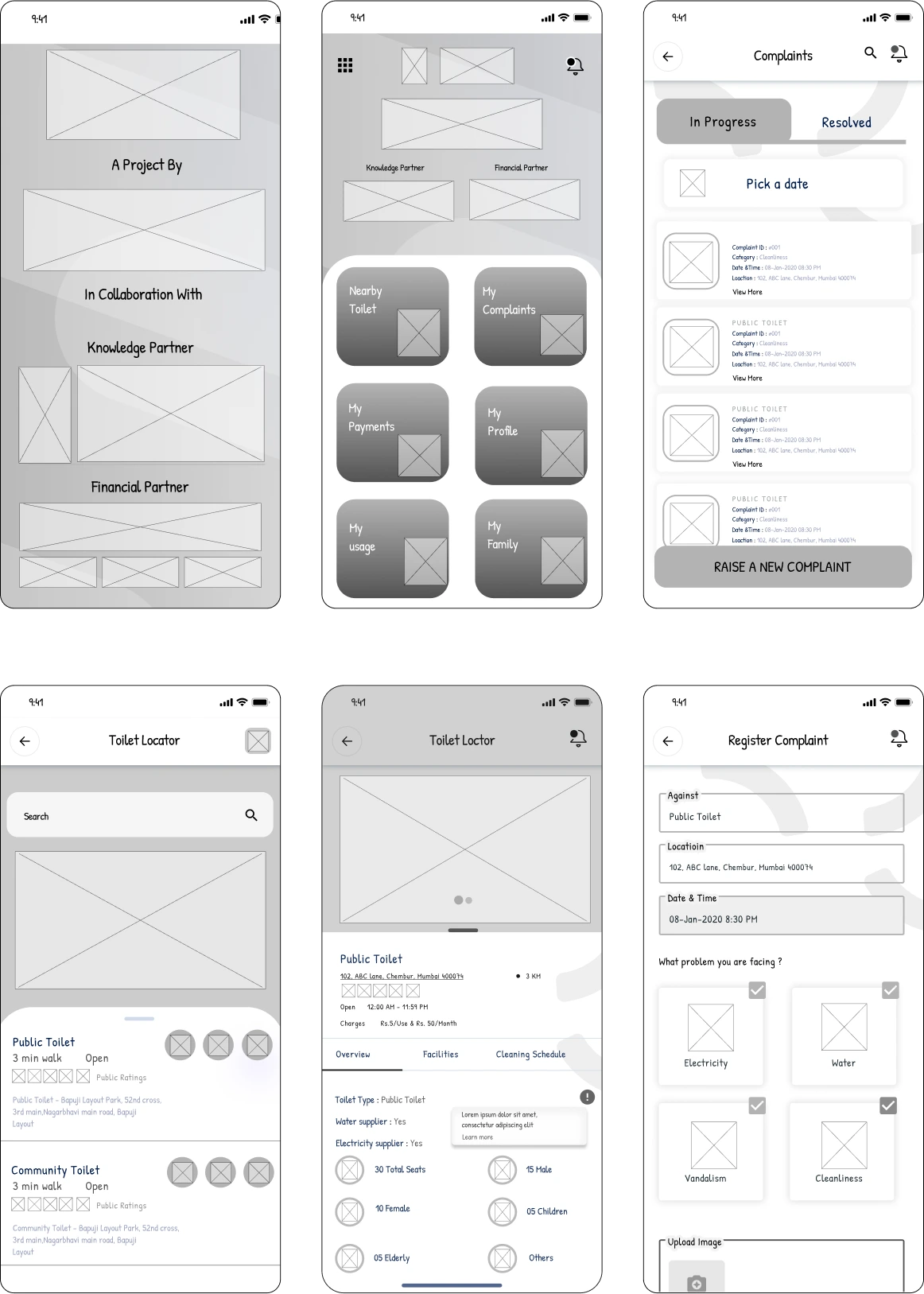 Wireframes showing the user journey designed by Youiocean Swechchha