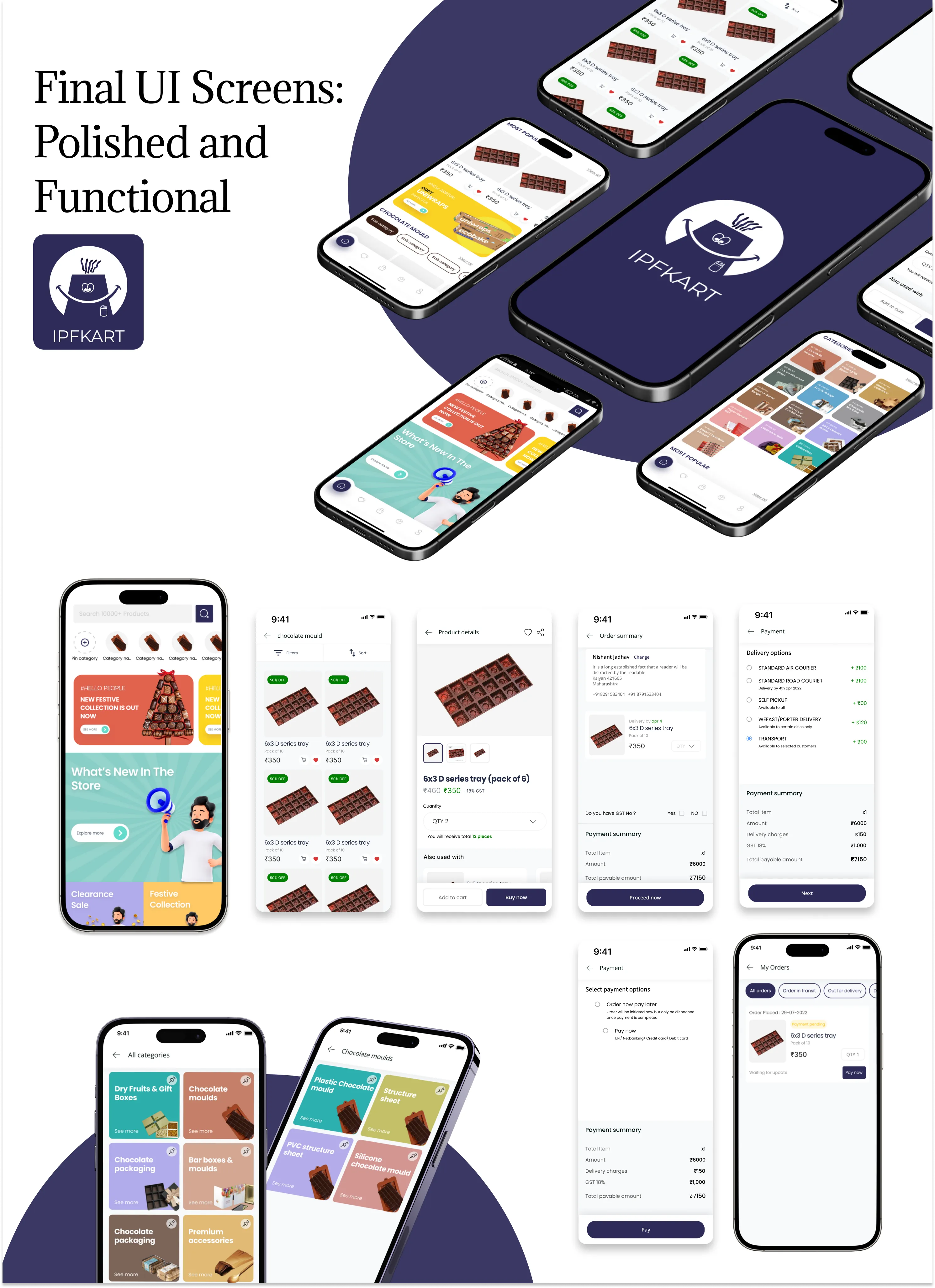 Final UI screens designed by Youiocean for IPFKART